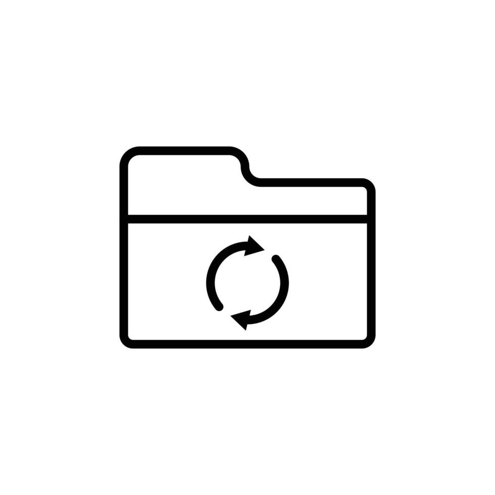 Folder sync icon Black and white outline vector