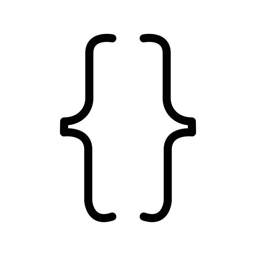 Font brackets icon Black and white outline vector
