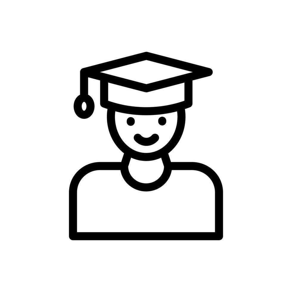 Graduated student icon Black and white outline vector