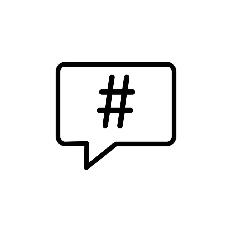 Hastag icon Black and white outline vector