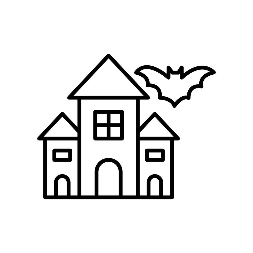 Haunted house icon Black and white outline vector