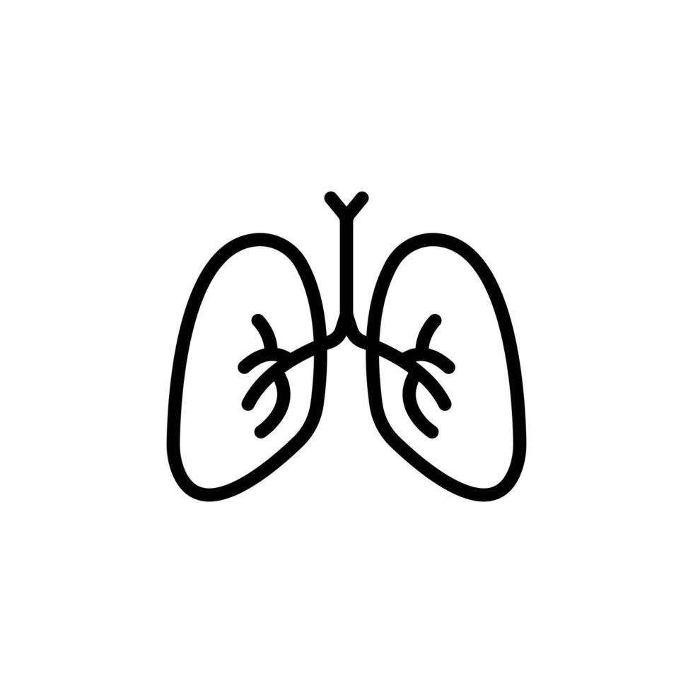 Human lungs icon Black and white outline vector