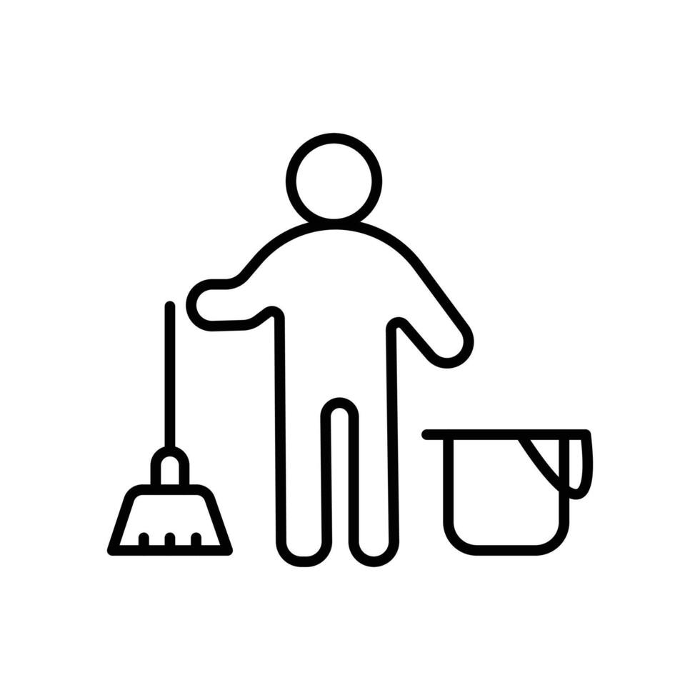 Janitor icon Black and white outline vector