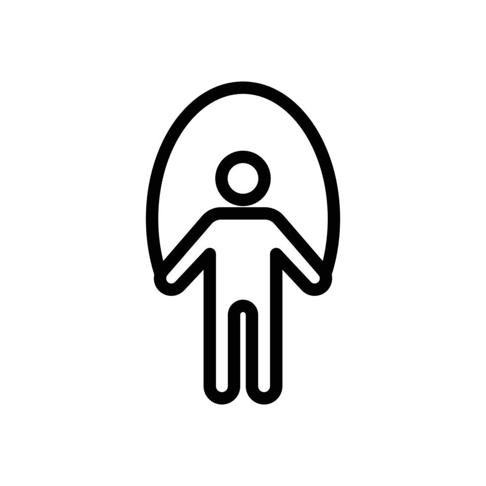 Man jumping with skipping rope icon Black and white outline vector
