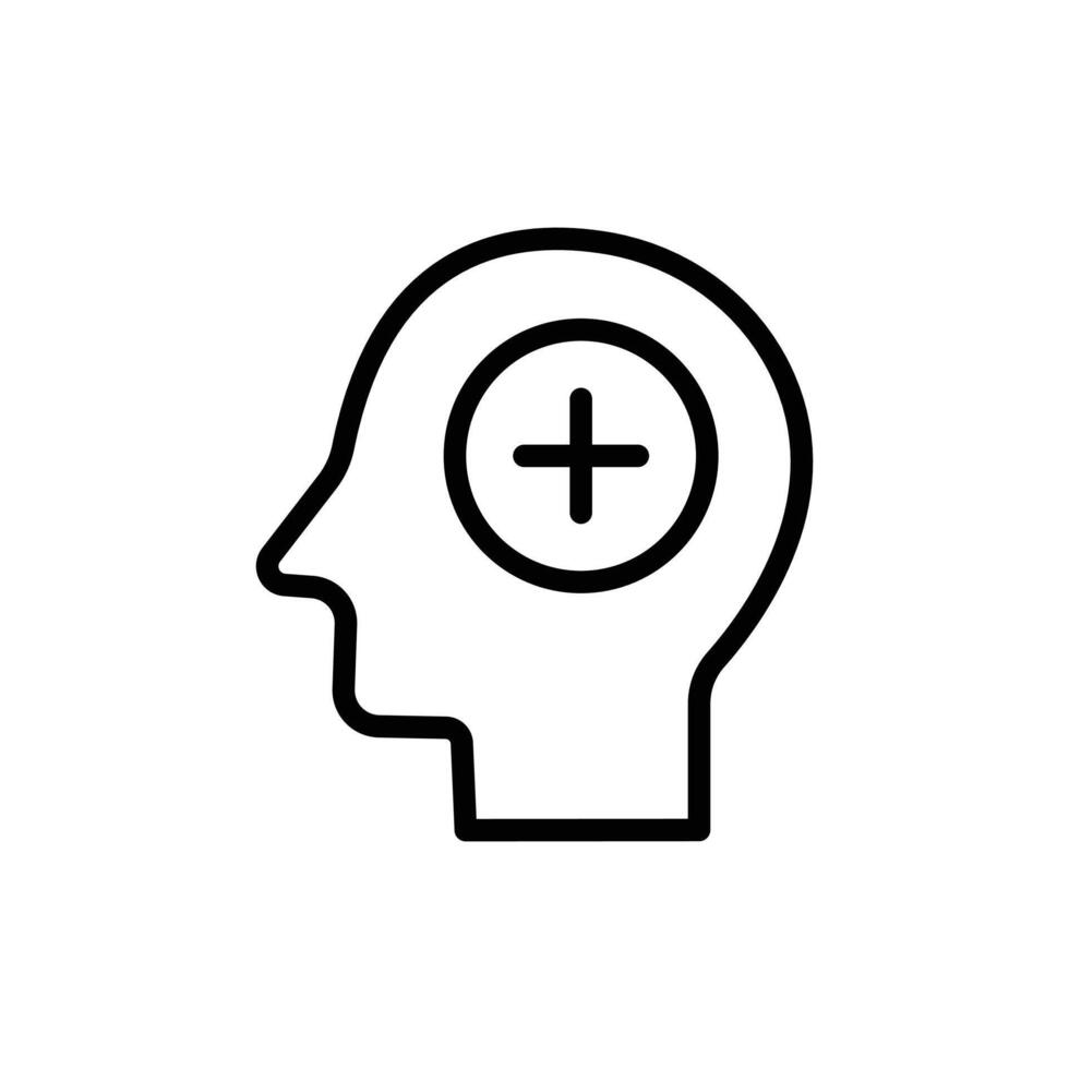 Mental health icon Black and white outline vector