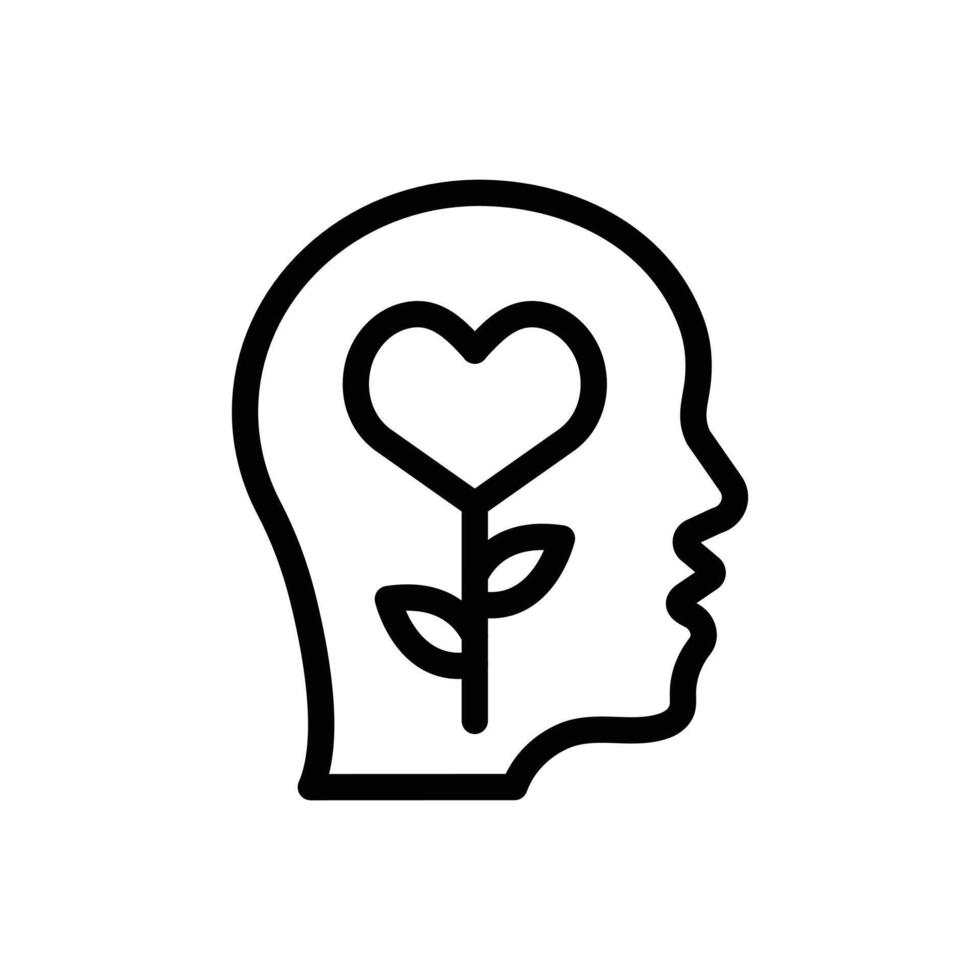 Mental Health icon Black and white outline vector