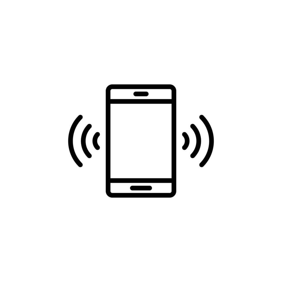 Mobile phone vibrating icon Black and white outline vector