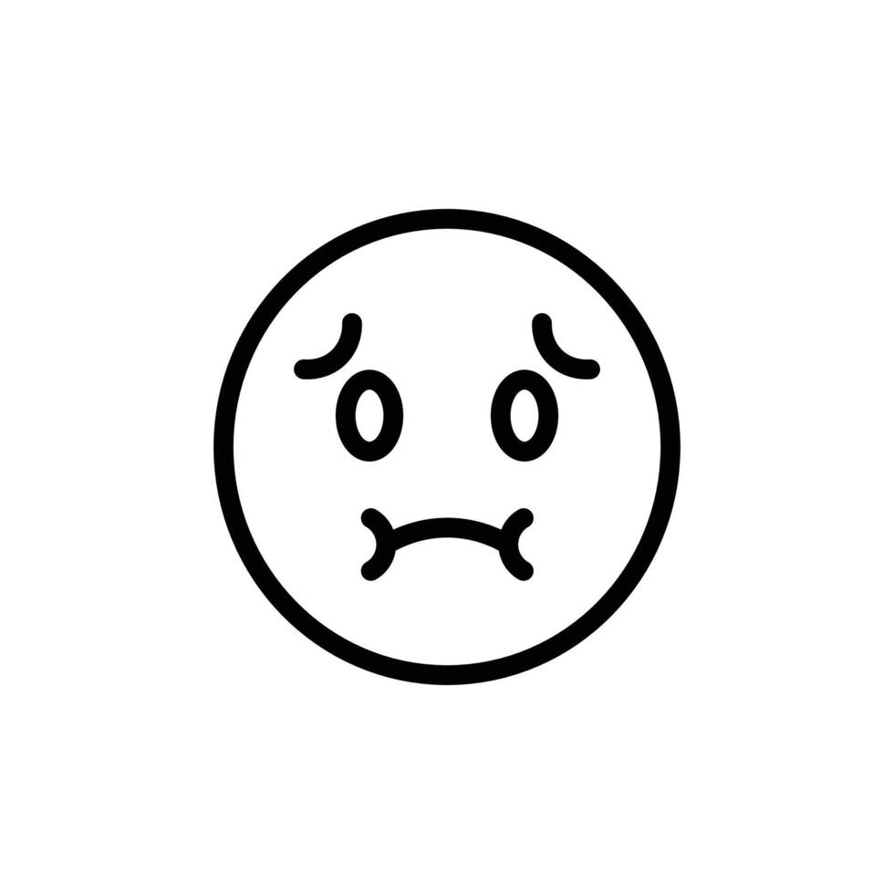 Nauseated emoji icon Black and white outline vector