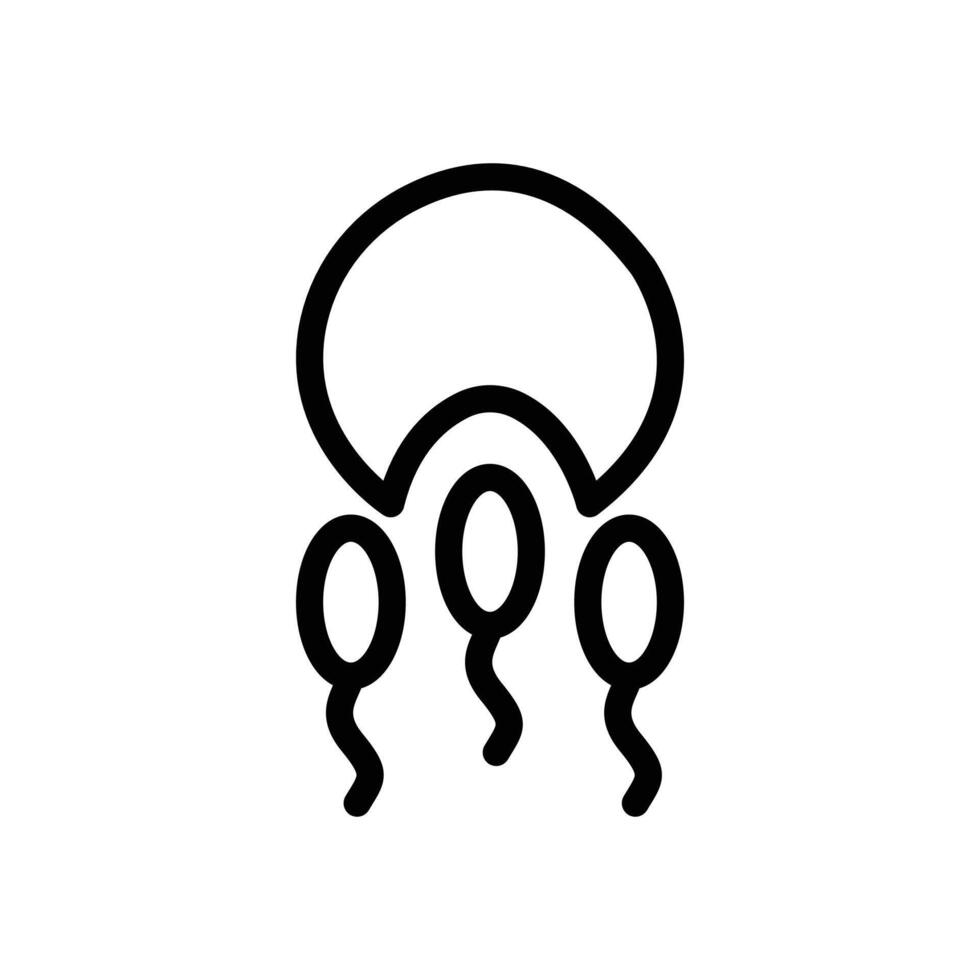 ovule being fertilized by sperm icon Black and white outline vector