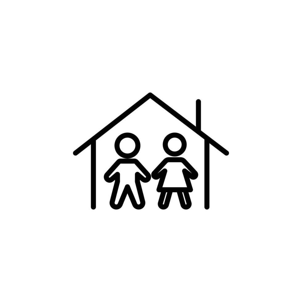 Orphanage house icon Black and white outline vector