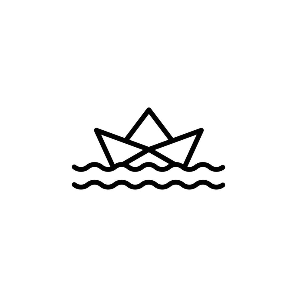 Paper boat icon Black and white outline vector