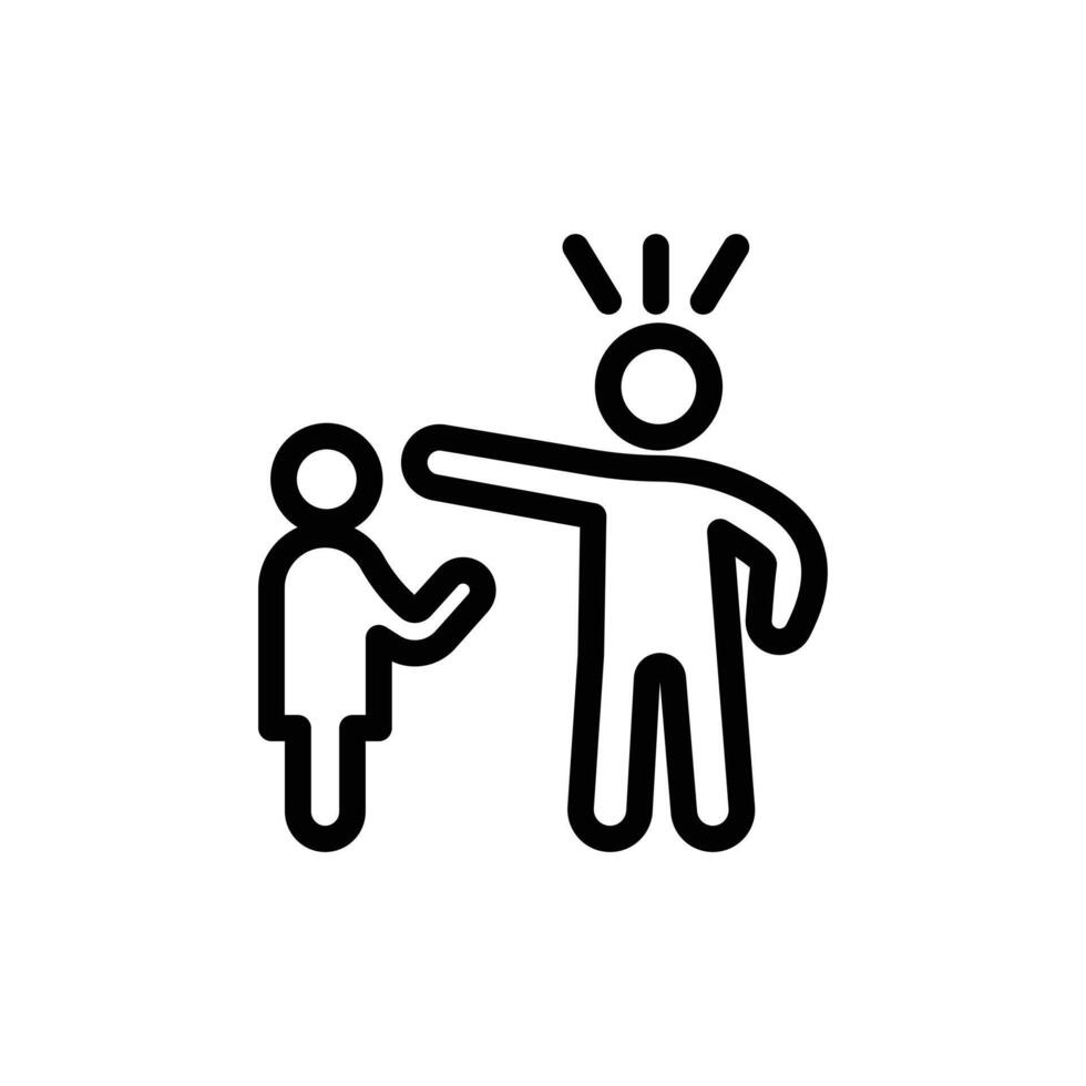 Parents scolding child icon Black and white outline vector