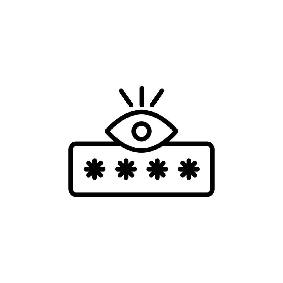 Password security icon Black and white outline vector