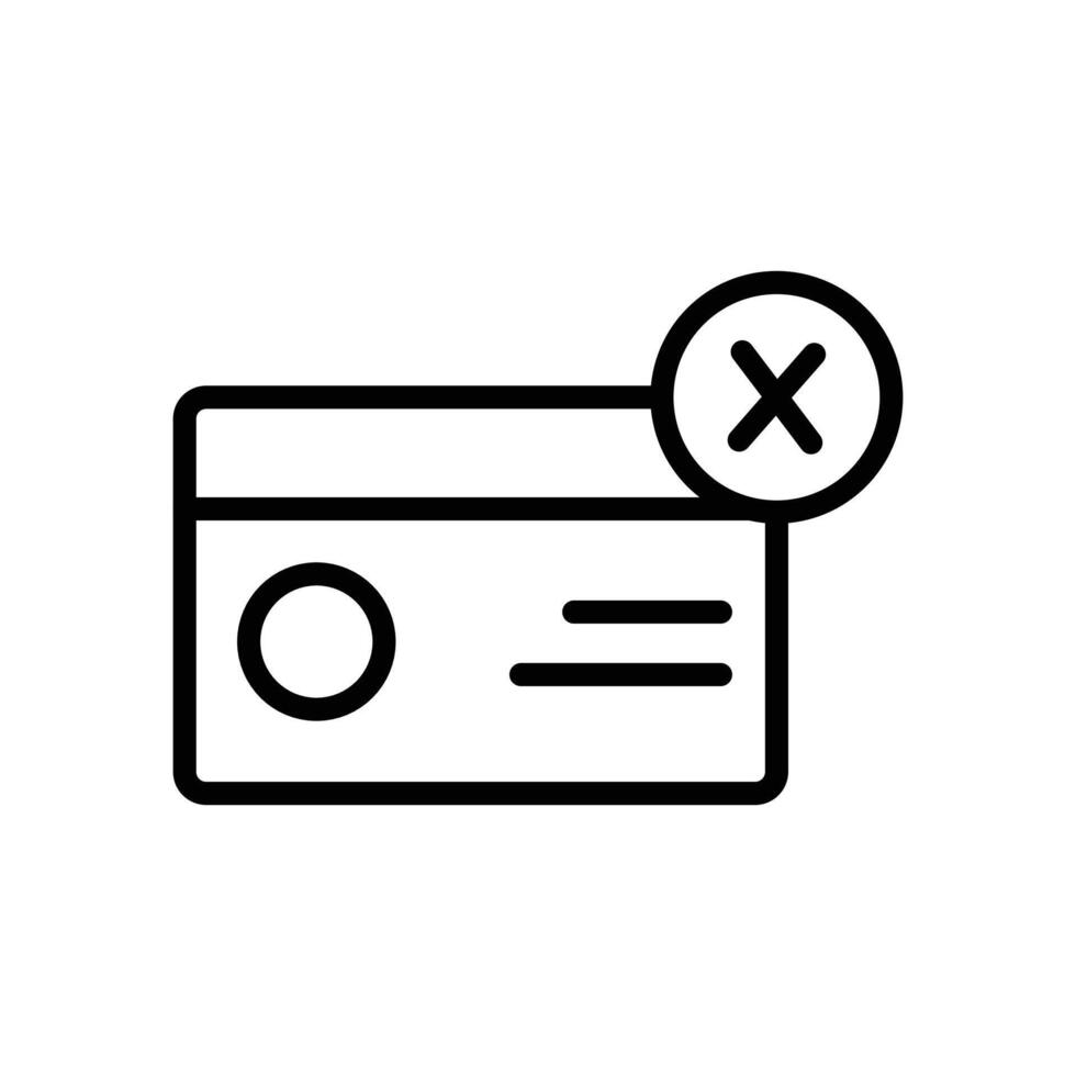 Payment cancel icon Black and white outline vector