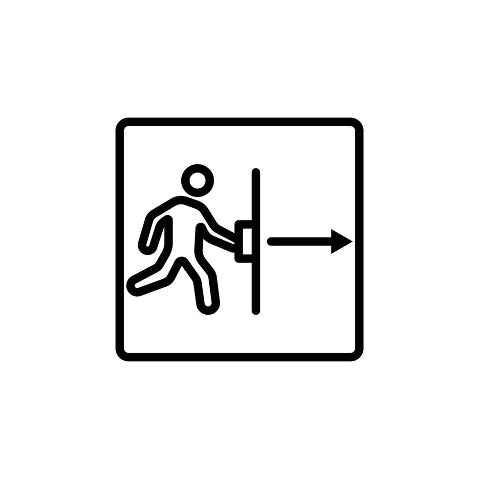 Person push the door icon Black and white outline vector