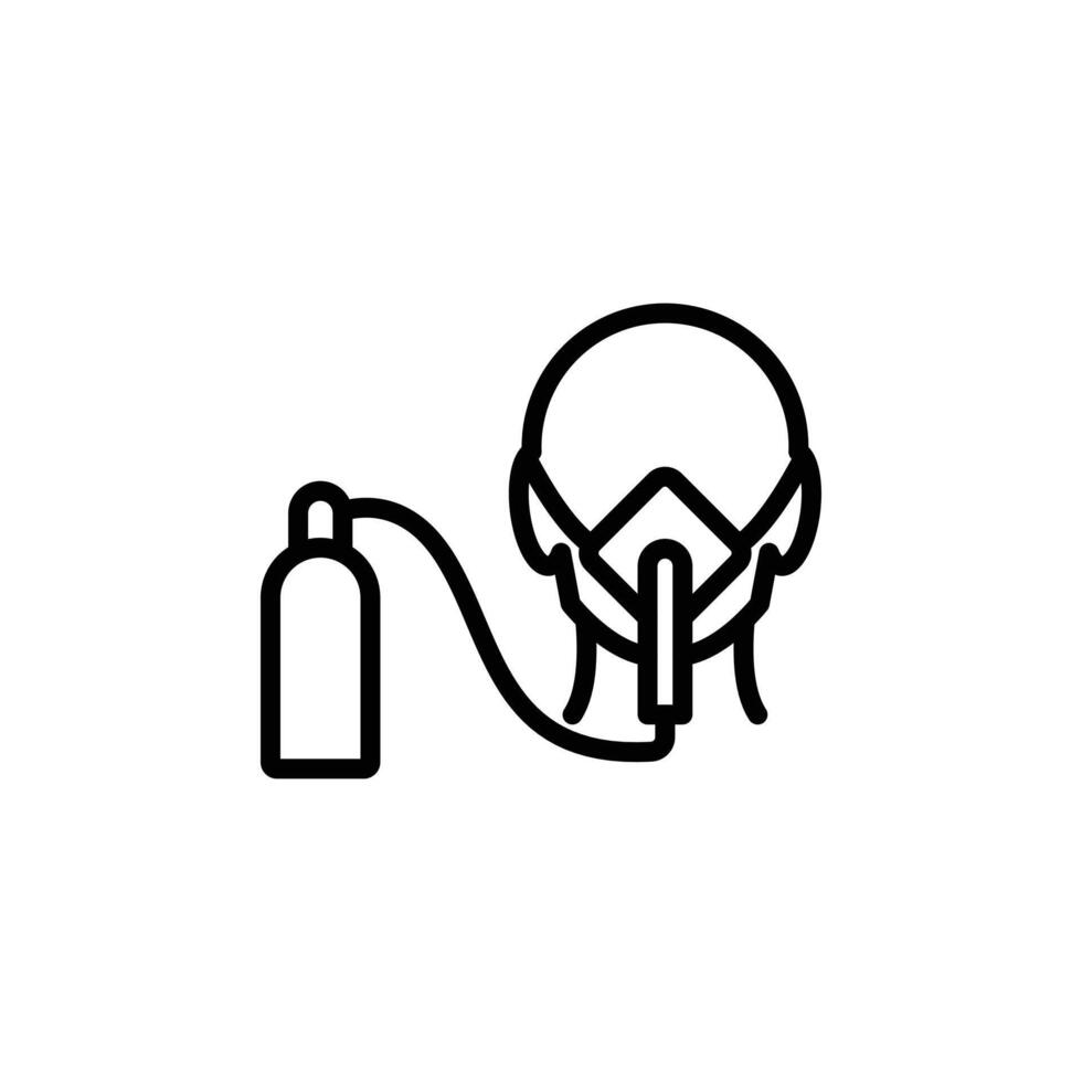 Person with oxygen mask icon Black and white outline vector