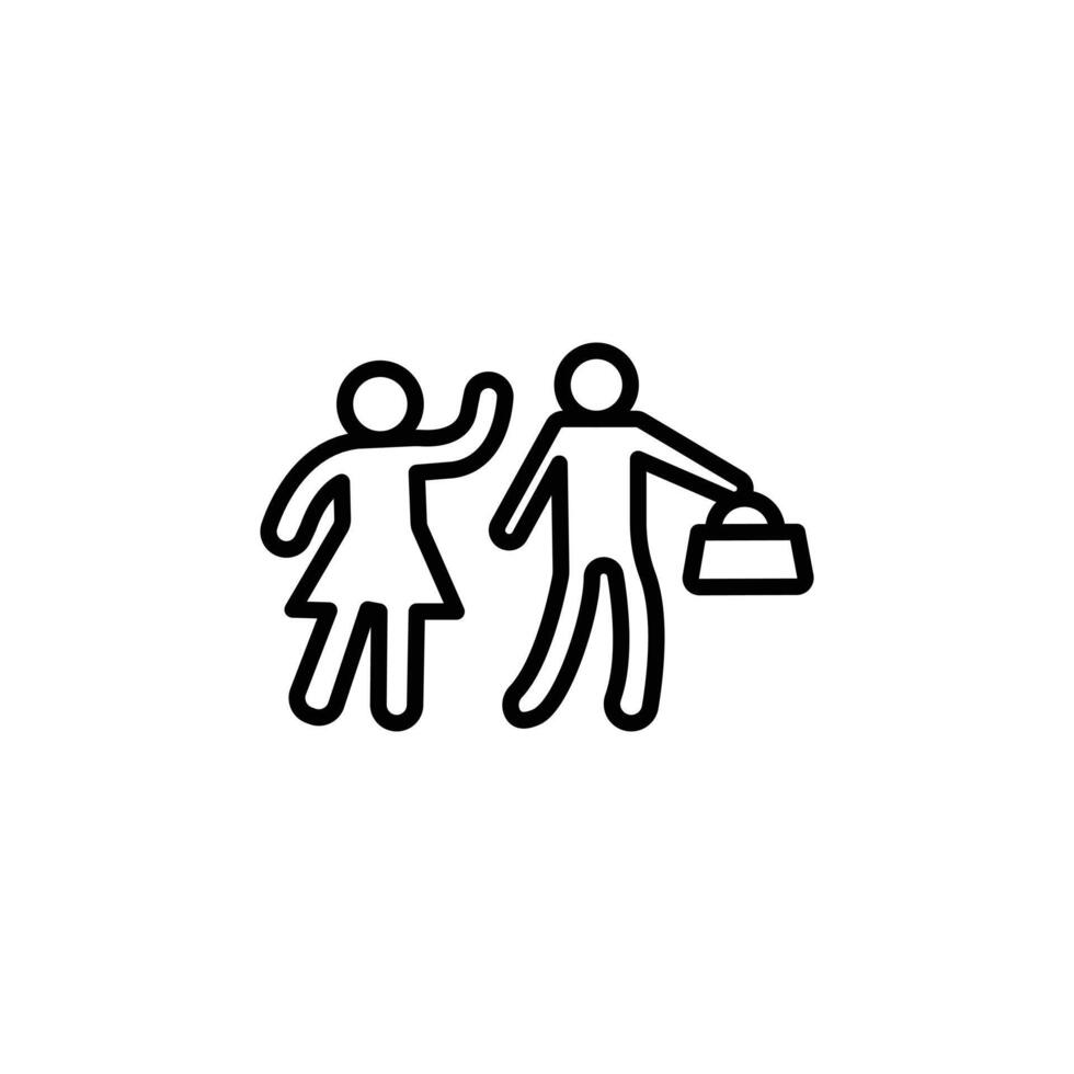 Purse snatcher icon Black and white outline vector
