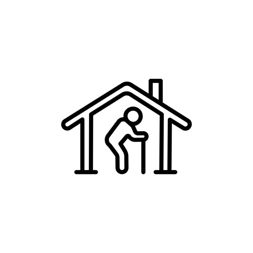 Retirement home icon Black and white outline vector