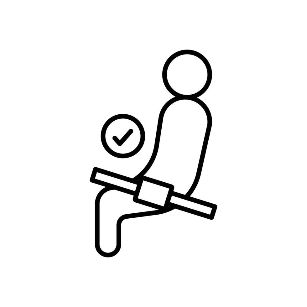 Safety belt icon Black and white outline vector