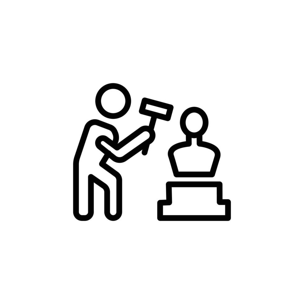 Sculptor icon Black and white outline vector