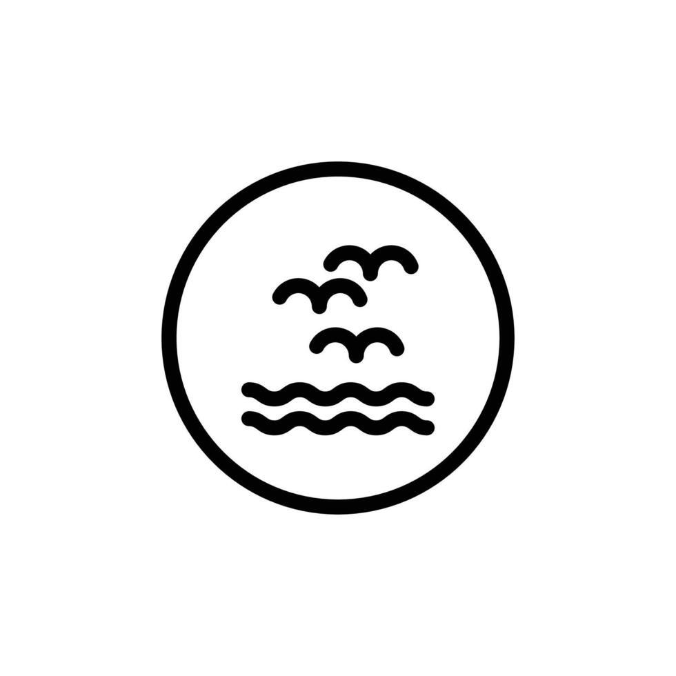 Sea with seagull icon Black and white outline vector