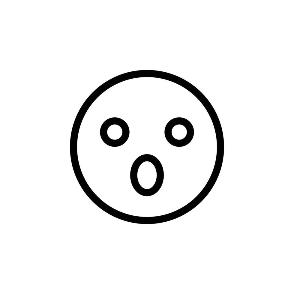 Shocked face icon Black and white outline vector