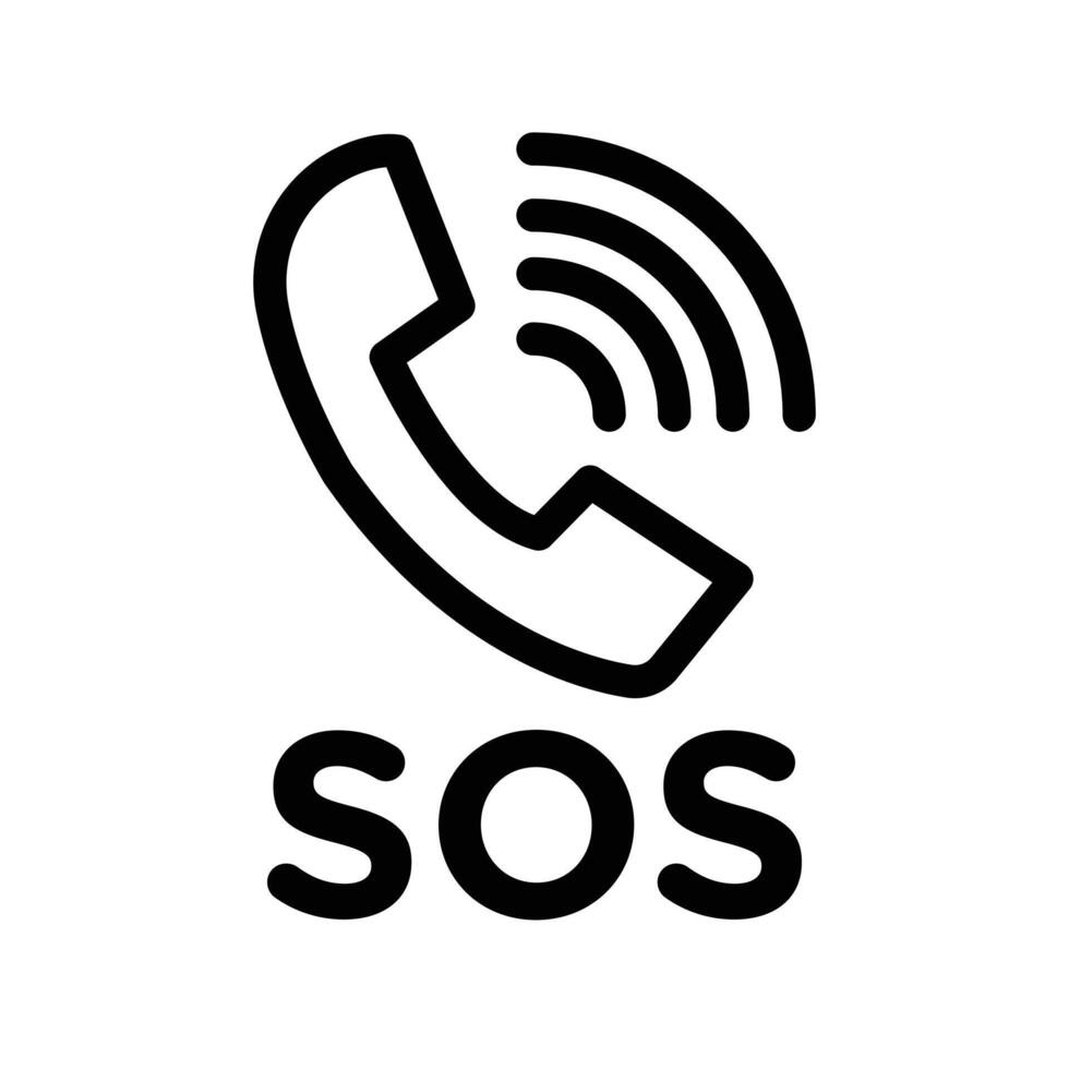 SOS Emergency icon Black and white outline vector