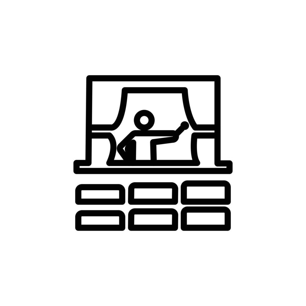 Stand up and theater show icon Black and white outline vector