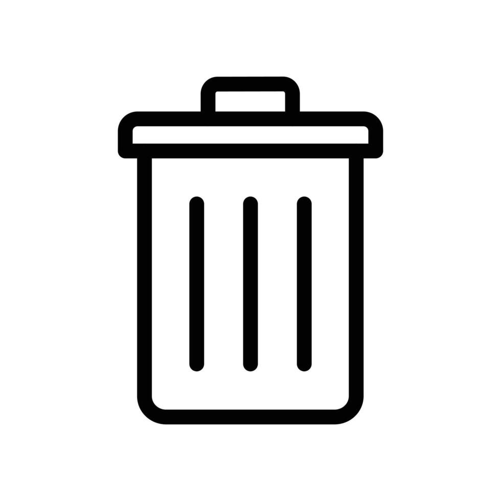 Trash icon Black and white outline vector