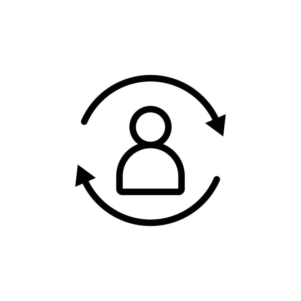 User switch icon Black and white outline vector