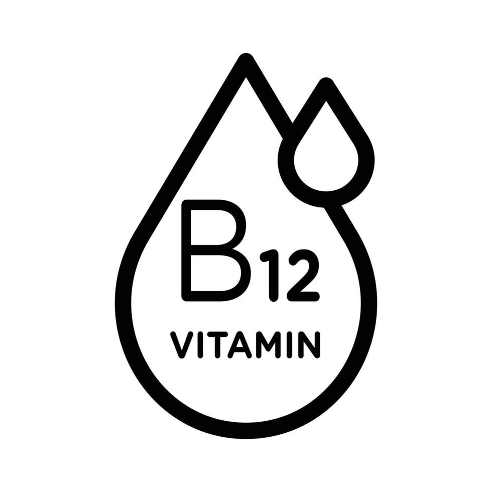 Vitamin B12 drop icon Black and white outline vector