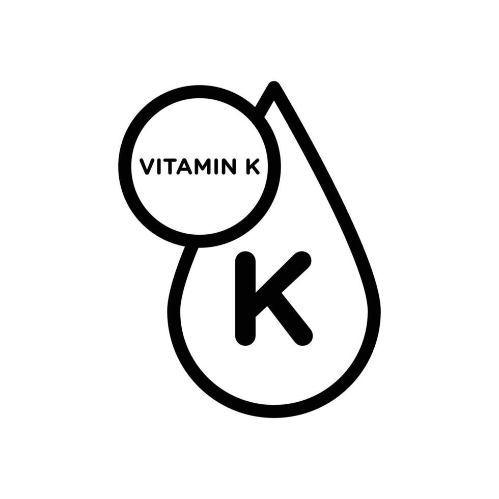 Vitamin K icon Black and white outline vector
