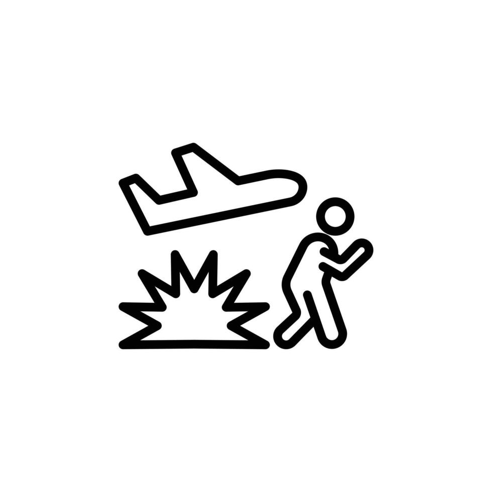 war Refugee icon Black and white outline vector