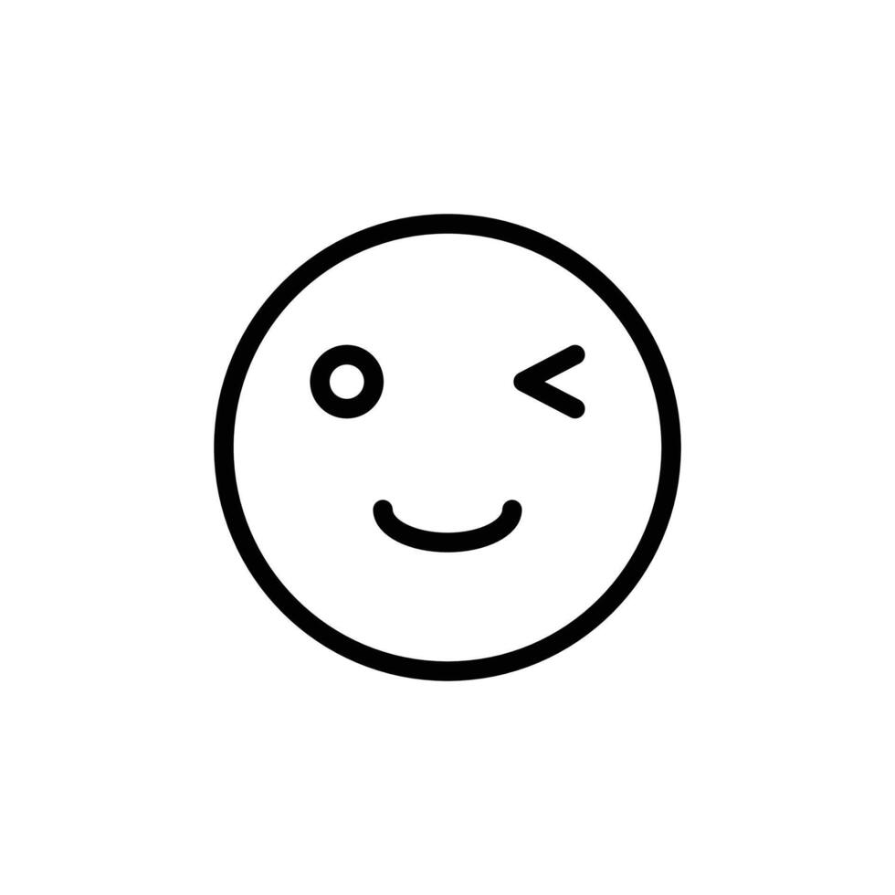Winking eye icon Black and white outline vector