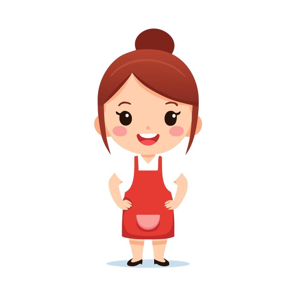 Butcher Cute Worker Job Profession Professional Occupation Cartoon Character vector