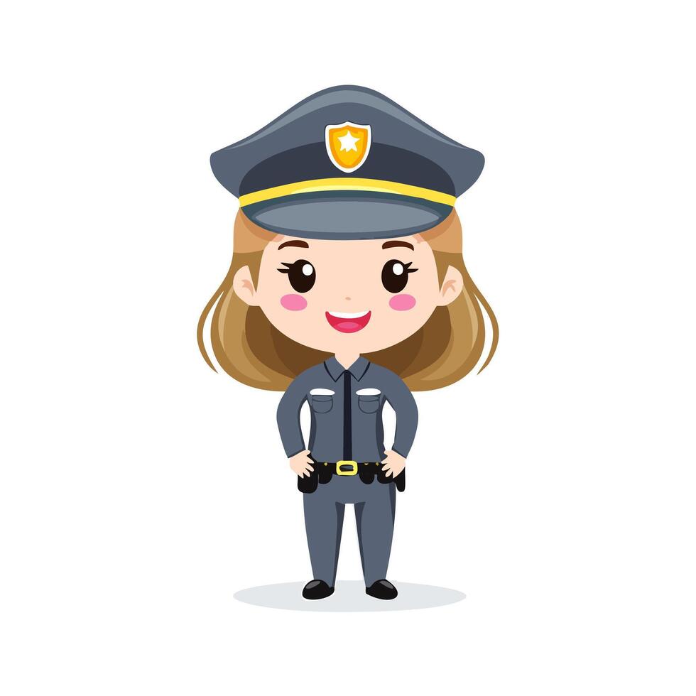 Security Guard Cute Worker Work Job Profession Professional Occupation Cartoon Character vector
