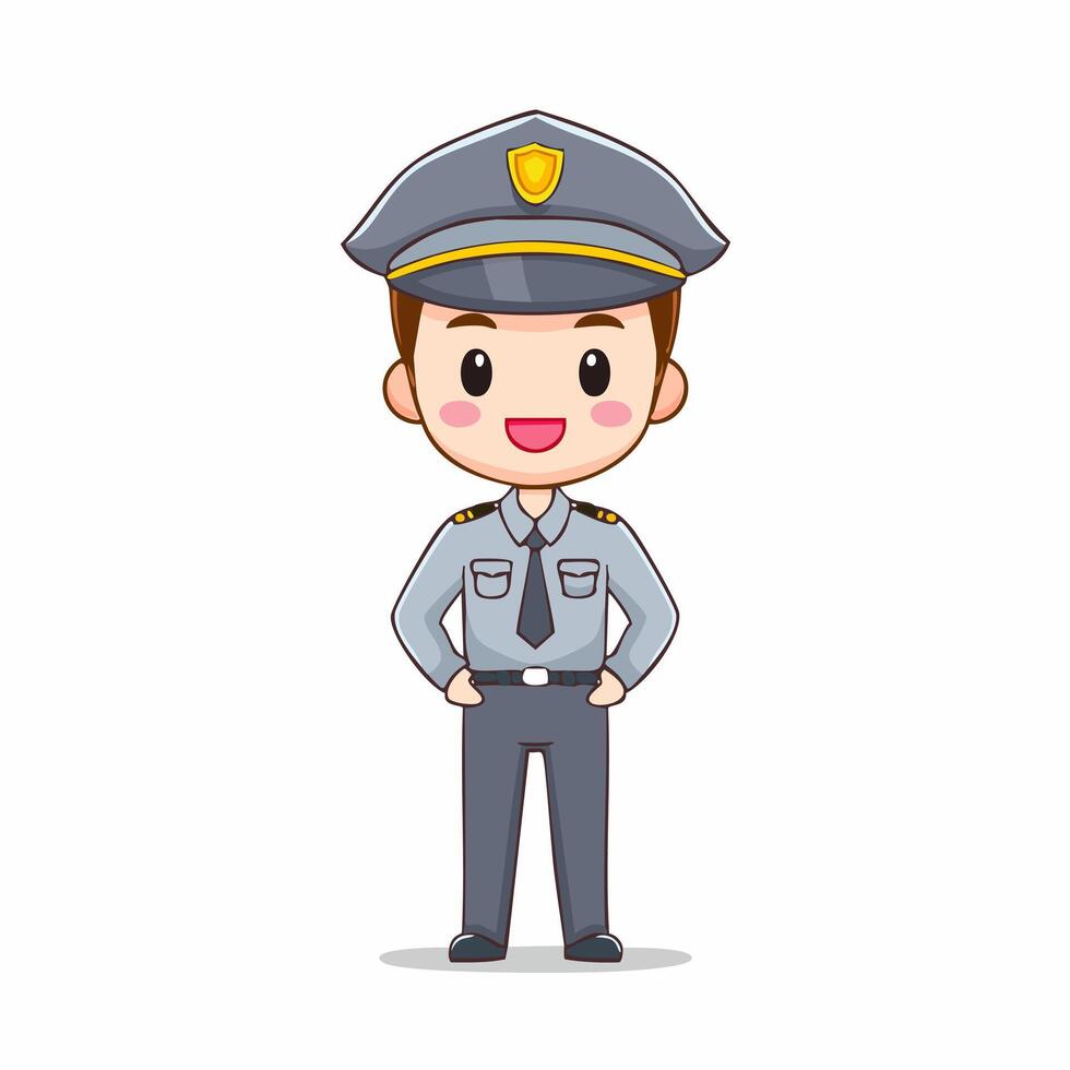 Security Guard Cute Work Job Profession Professional Occupation Cartoon Character vector