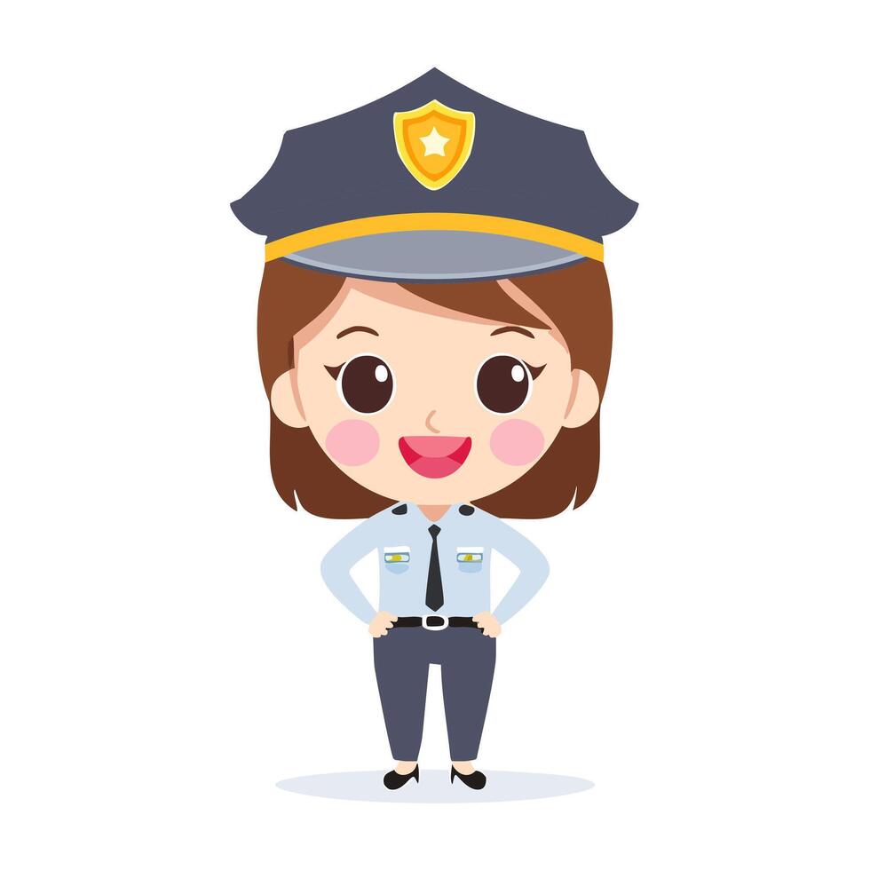 Security Guard Cute Worker Work Job Profession Occupation Cartoon Character vector