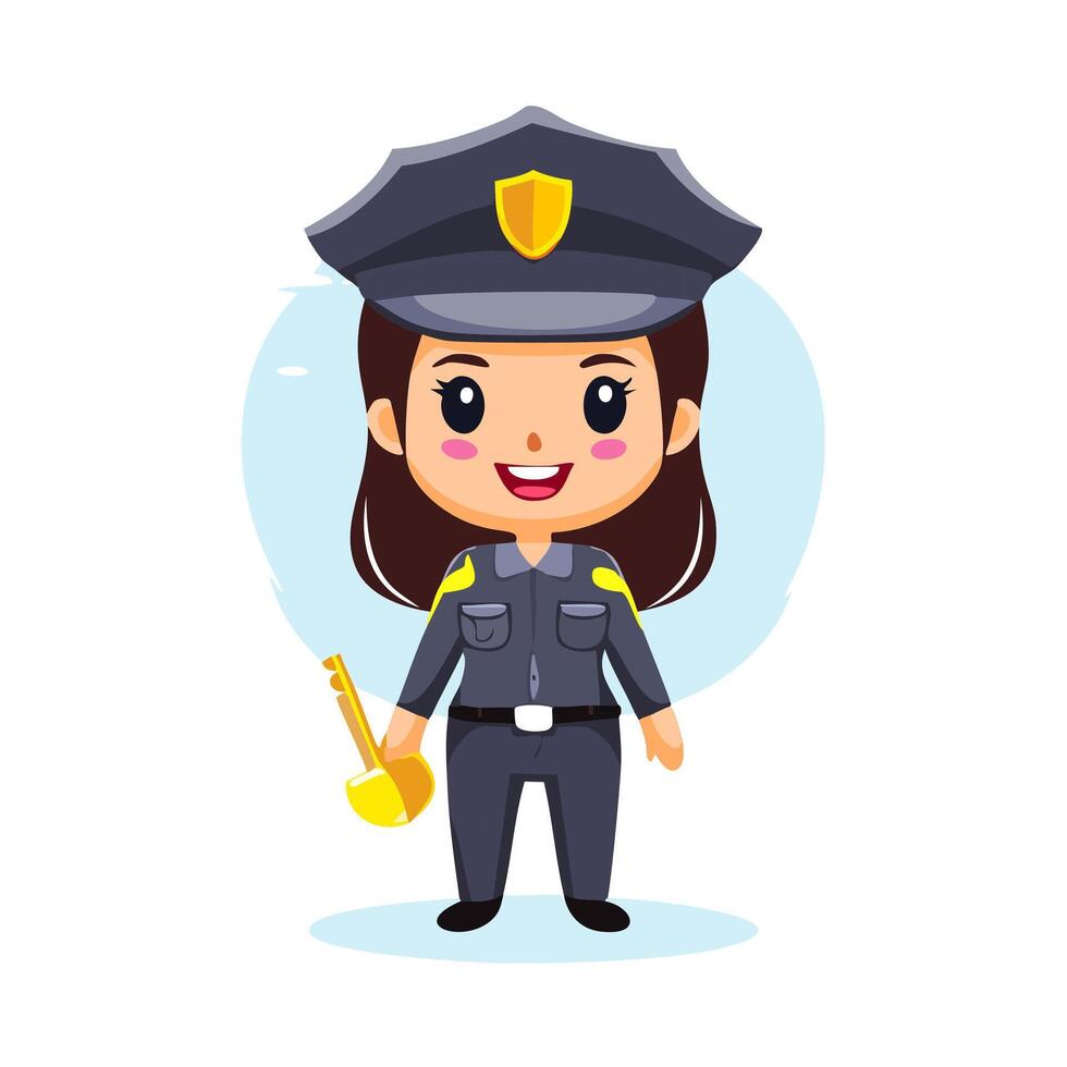Security Guard Cute Worker Work Job Profession Professional Cartoon Character vector