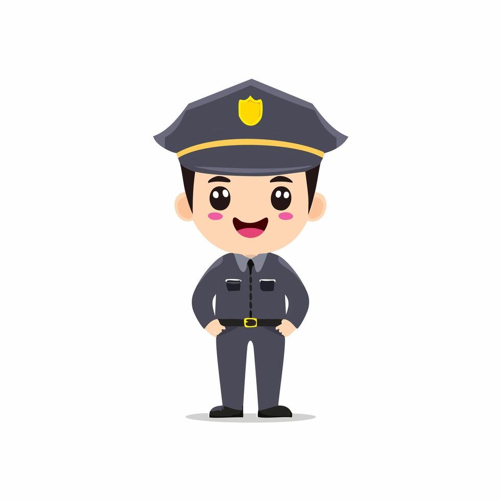 Security Guard Cute Worker Work Job Profession Professional Occupation Character vector