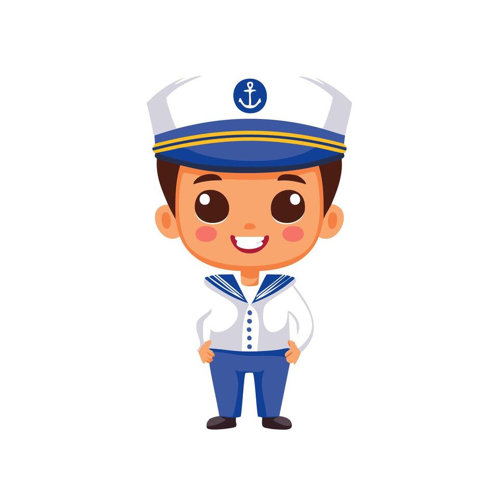 Sailor Cute Worker Work Job Profession Professional Occupation Cartoon Character vector