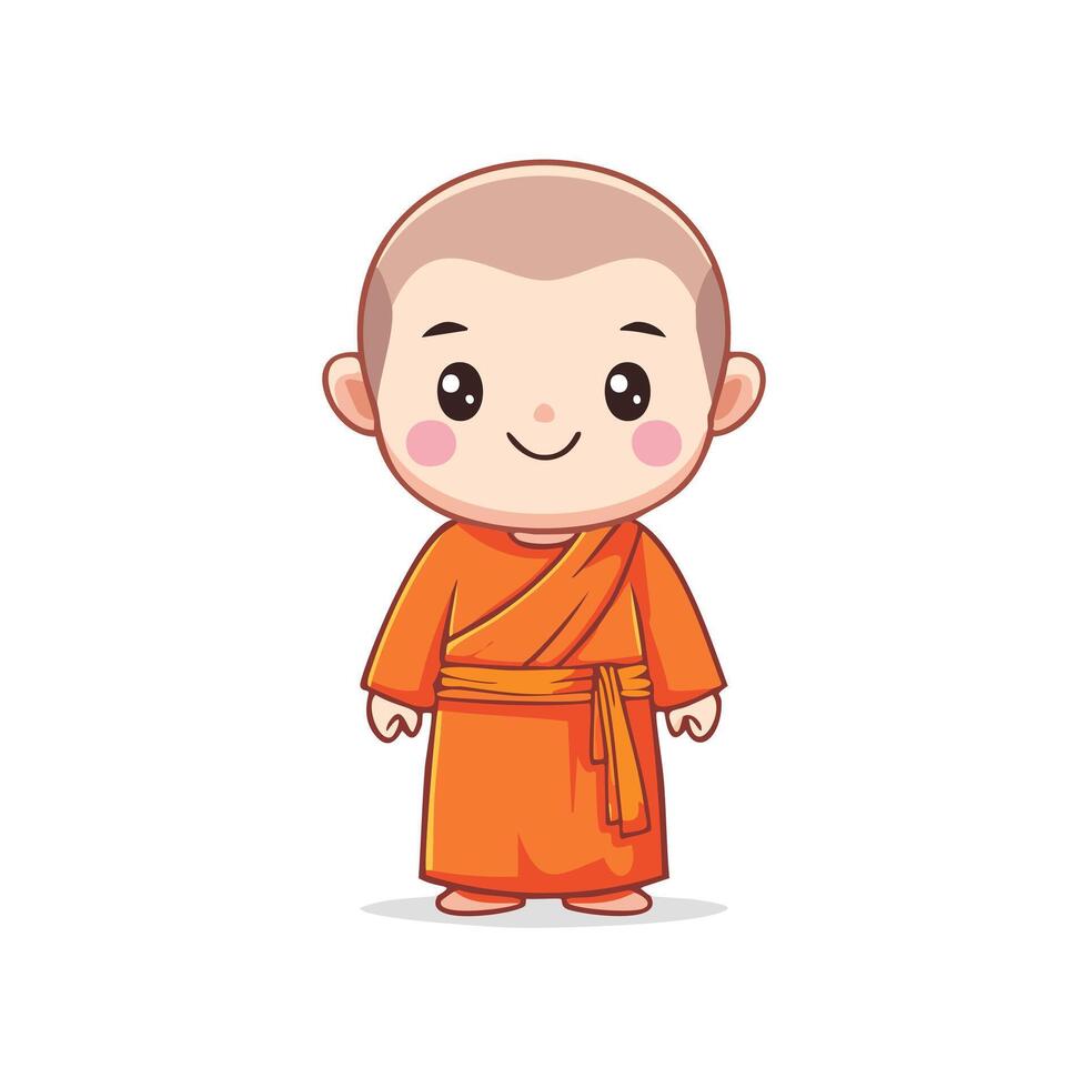 Monk Cute Worker Work Profession Professional Occupation Cartoon Character vector