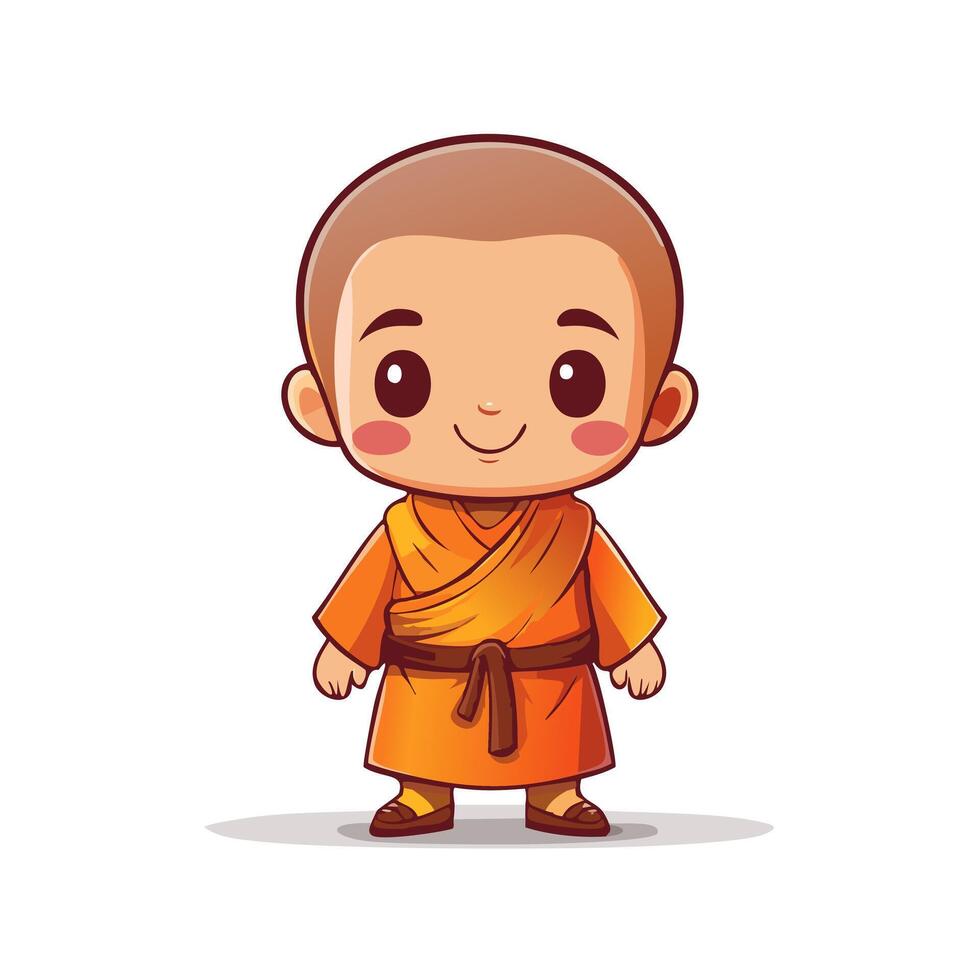Monk Cute Worker Work Job Professional Occupation Cartoon Character vector