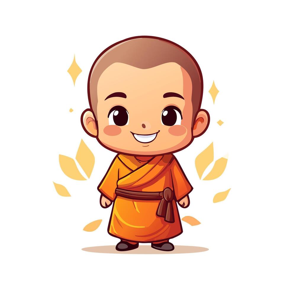 Monk Cute Worker Work Job Profession Professional Occupation Character vector