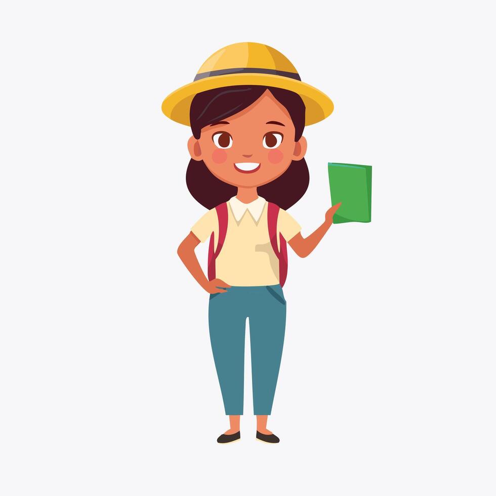 Tourist Guide Cute Work Job Profession Professional Occupation Cartoon Character vector