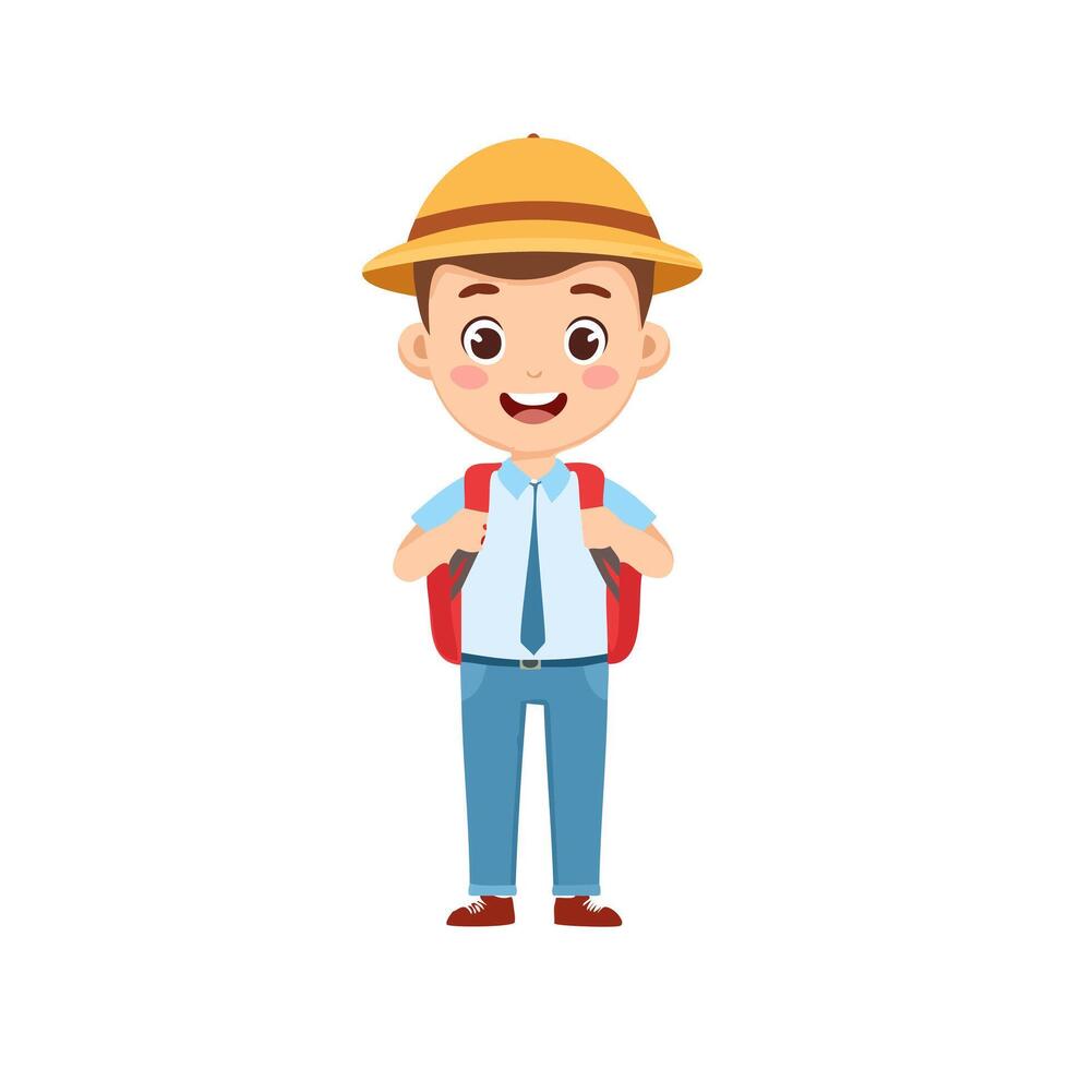 Tourist Guide Cute Worker Work Profession Professional Occupation Cartoon Character vector