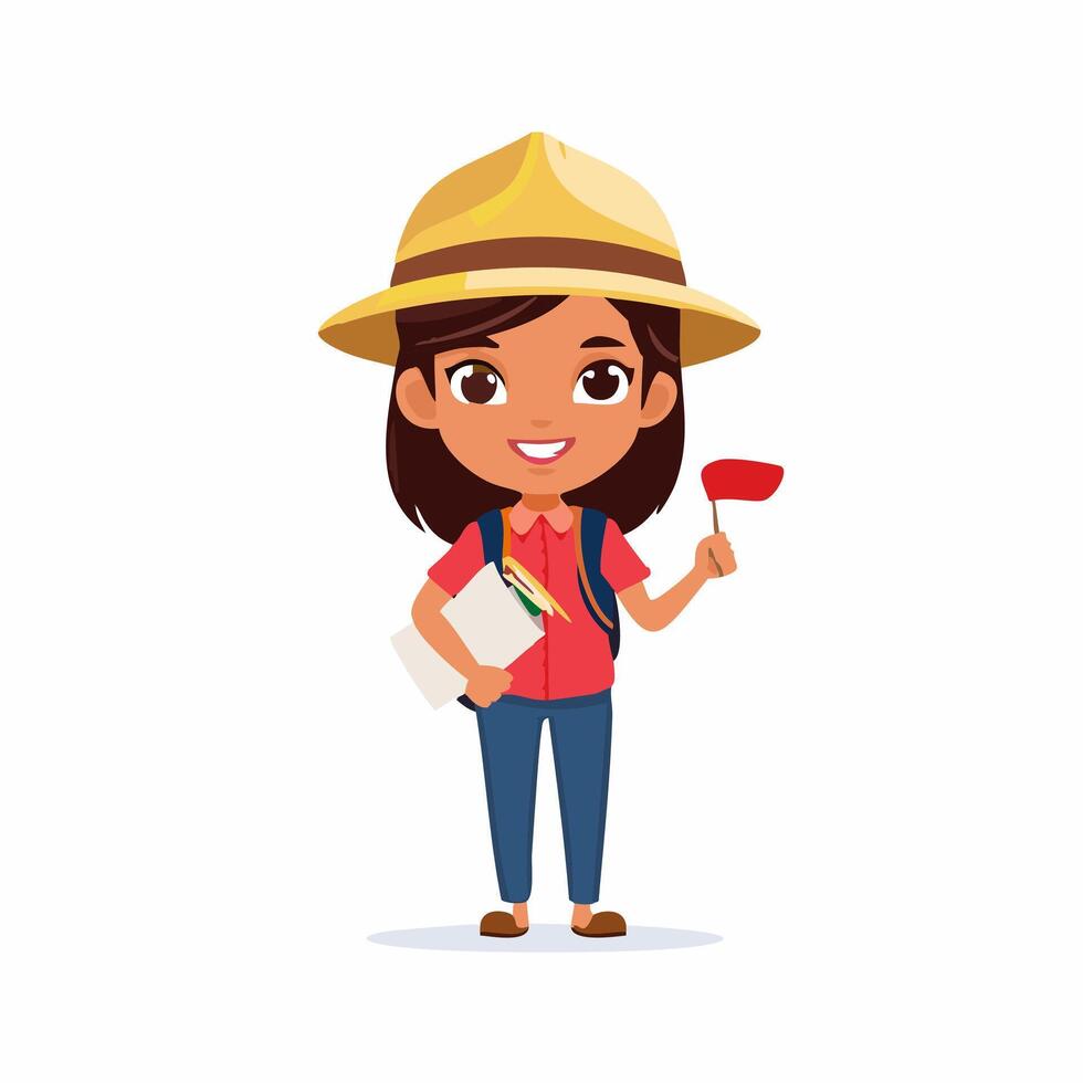 Tourist Guide Cute Worker Work Job Profession Occupation Cartoon Character vector