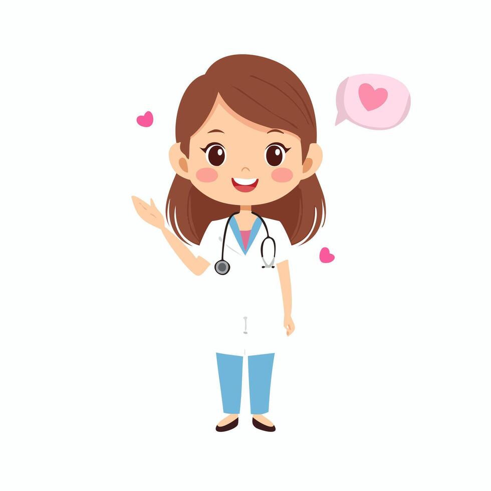 Vet Cute Worker Work Job Profession Occupation Cartoon Character vector