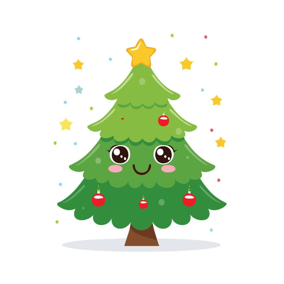 Christmas Tree Winter Decoration Ornament Cartoon Character vector