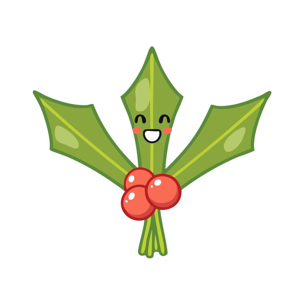 Mistletoe Cute Christmas Winter Ornament Cartoon Character vector